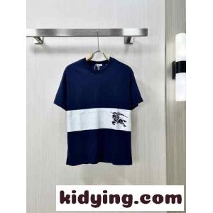 EKD ストライプ コットンTシャツ バーバリー コピー Tシャツ コピー ブルーkid26PP119b