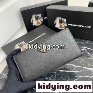 洗練された 人気 二つ折り 長財布 プラダ ブランド コピー 財布 スーパーコピー ブラックkid261DeSHz
