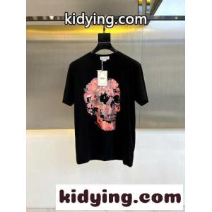 スカルプリント コットン 半袖Tシャツ アレキサンダー・マックイーン Tシャツ コピー ブラックkid26qK9zKv