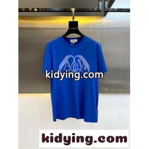 ロゴプリント コットン 半袖Tシャツ アレキサンダー・マックイーン Tシャツ コピー ブルーkid26aiCWbq