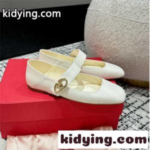 Vロゴ メリージェーン バレリーナ ヴァレンティノ コピーブランド パンプス スーパーコピー ホワイトkid26yK1rai