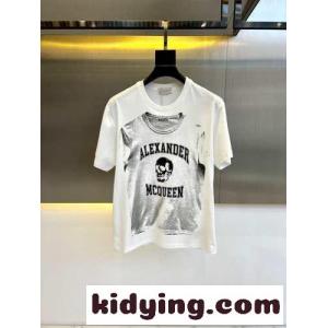 グラフィックプリント 半袖Tシャツ アレキサンダー・マックイーン Tシャツ コピー ホワイトkid26aaaCau