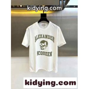 アレキサンダー・マックイーン Tシャツ コピー ロゴプリント コットン 半袖Tシャツ ホワイトkid264DGnKr