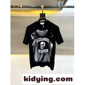 グラフィックプリント 半袖Tシャツ アレキサンダー・マックイーン Tシャツ コピー ブラックkid26q8Xbme