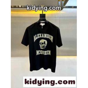 アレキサンダー・マックイーン Tシャツ コピー ロゴプリント コットン 半袖Tシャツ ブラックkid26TXz4nu