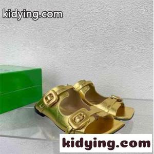 バックルミュール フラットサンダル ボッテガ・ヴェネタ サンダル スーパーコピー ゴールドkid26yK1vum
