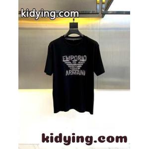 アルマーニ コピー Tシャツ コピー カジュアル ロゴ入り 半袖Tシャツ ブラックkid26CC8z4j