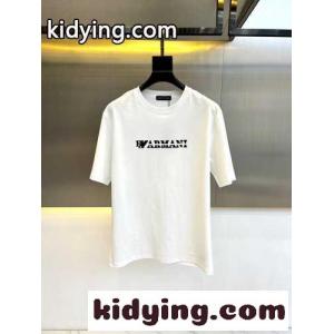 シンプル ロゴ入り クルーネック アルマーニ コピー Tシャツ コピー 半袖Tシャツ ホワイトkid26WLryay