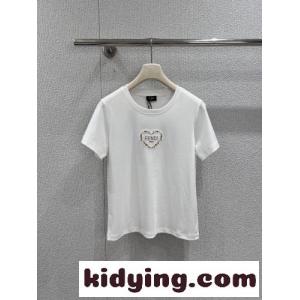 フェンディ コピー Tシャツ 偽物 シンプル 合わせやすい コットン 半袖Tシャツ ホワイトkid26HrauCC