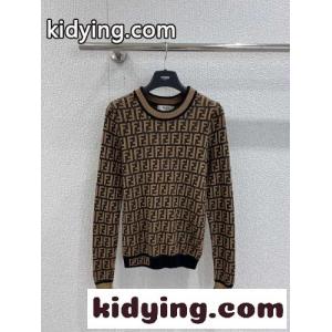 フェンディ コピーブランド セーター 偽物 FFロゴ クルーネック プルオーバー ブラウンkid26rG5XTj
