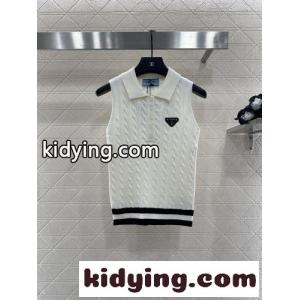 ケーブル編みノースリーブニットトップ プラダ スーパーコピー ニット 偽物 ホワイトkid26WPTbqe