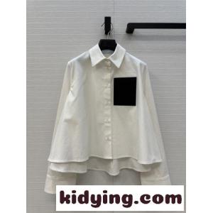 カジュアル リラックス コットン 長袖トップス ロエベ コピー シャツ コピー ホワイトkid26KbSzCC