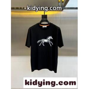 おしゃれ 合わせやすい クルーネック エルメス スーパーコピー Tシャツ 偽物 ブラックkid26S5PTju