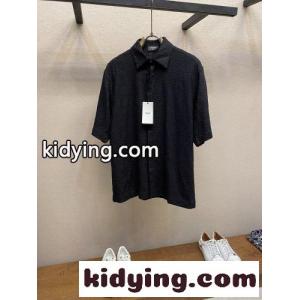 カジュアル 上品 FFジャカード フェンディ コピー シャツ コピー 半袖トップス ブラックkid26qaG55j