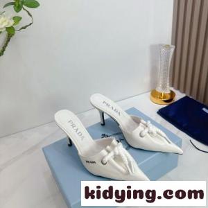 コードディテール付 ナッパレザー ミュール プラダ スーパーコピー サンダル スーパーコピー ホワイトkid260nyW9r