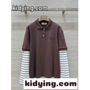 お洒落 カジュアル レイヤード風 長袖 ポロシャツ ミュウミュウ コピー Tシャツ コピーkid260HXzqy