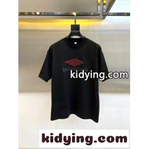 ベーシック ロゴプリント クルーネック バレンシアガ コピー Tシャツ 偽物 コットン ブラックkid260z0Xvy