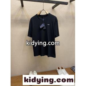 洗練された シンプル ロゴ刺繍 プラダ コピーブランド Tシャツ 偽物 クルーネック ブラックkid26mqu41v