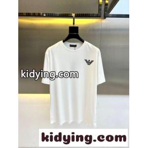 カジュアル リラックス アルマーニ コピーブランド Tシャツ 偽物 クルーネック 半袖Tシャツ ホワイトkid26LfySbm