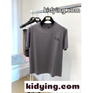 洗練された シンプル アルマーニ コピーブランド Tシャツ 偽物 ロゴ 半袖Tシャツ グレーkid26fCuKfa