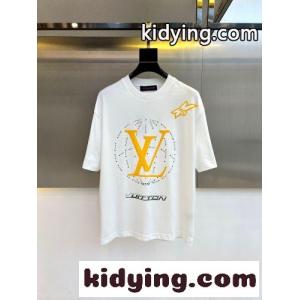 お洒落 プリント クルーネック ルイ・ヴィトン Tシャツ 偽物 ホワイトkid26b4LfSv