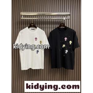 カジュアル クロムハーツ コピー Tシャツ 偽物 プリント クルーネック 半袖Tシャツ コットンkid2685vaWb