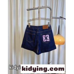 お洒落 ロールアップ ロゴ入り デニムショートパンツ ジバンシィ コピー パンツ コピー ブルーkid26uuueey