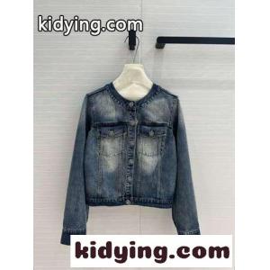 洗練された ノーカラー デニムジャケット シャネル ブランド コピー ジャケット コピー ブルーkid26uaeWbe