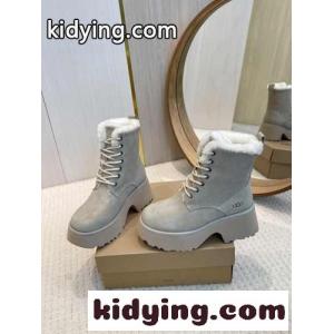 カジュアル レースアップ ムートンブーツ アグ ブーツ 偽物 グレーkid26CSfiKr