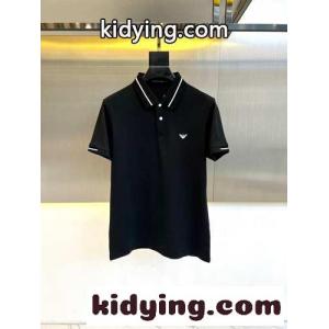 コットンピケ ポロシャツ アルマーニ コピー Tシャツ コピー 半袖 トップス ブラックkid26KnKLbm