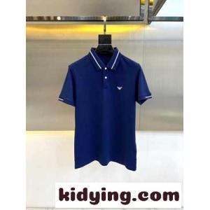 コットンピケ ポロシャツ アルマーニ コピー Tシャツ コピー 半袖 トップス ブルーkid26H9LXHr