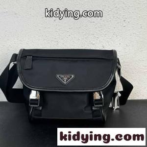 ナイロンxレザー ショルダーバッグ プラダ コピー バッグ スーパーコピー ブラックkid26LTveyu