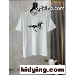 上品 カジュアル エルメス コピー Tシャツ コピー クルーネック 半袖Tシャツ ホワイトkid269H9buu