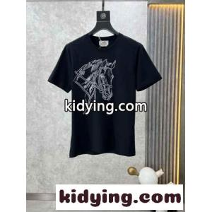上品 カジュアル クルーネック 半袖Tシャツ エルメス コピーブランド Tシャツ コピー ブラックkid26r0XLnq
