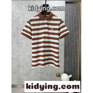 おしゃれ ボーダー柄 バーバリー コピー Tシャツ コピー コットンピケ 半袖 ポロシャツ ブラウンkid260LT11n