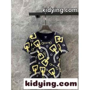 カジュアル お洒落 コットン 半袖Tシャツ エルメス コピーブランド Tシャツ コピー ブラックkid264T1jye