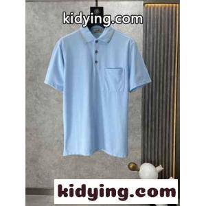 カジュアル 上品 半袖 ポロシャツ エルメス ブランド コピー Tシャツ コピー コットンピケ ライトブルーkid26r8Tbiq