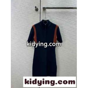 ハーフジップ ニットドレス フェンディ コピー ワンピース スーパーコピー ネイビーkid26KnKDum