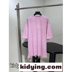 カジュアル オーバーサイズ 刺繍入り バレンシアガ スーパーコピー Tシャツ コピー ピンクkid269vW1Lv