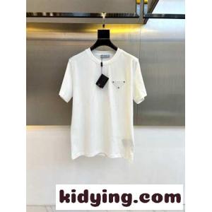 プラダ ブランド コピー Tシャツ コピー カジュアル ロゴ入り クルーネック 半袖Tシャツ ホワイトkid26LneyKf