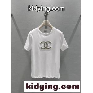 シンプル ロゴ 半袖Tシャツ シャネル コピーブランド Tシャツ コピー ホワイトkid26WjKPje
