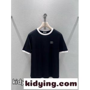 カジュアル コットン 半袖Tシャツ シャネル スーパーコピー Tシャツ コピー ブラックkid26T5PLjC