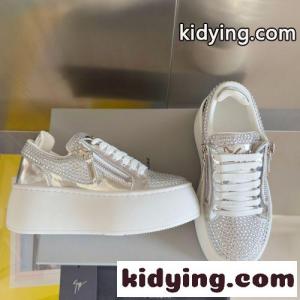 スタイリッシュ ジュゼッペ・ザノッティ スニーカー コピー ラインストーン付き 厚底スニーカー シルバーkid26fiaSva