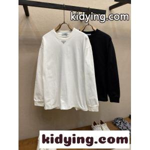トライアングルロゴ クルーネックスウェットシャツ プラダ ブランド コピー Tシャツ 偽物kid265fCWXz
