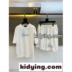 クルーネック 半袖Tシャツ ショートパンツ 上下セット グッチ ブランド コピー セットアップ 偽物 ホワイトkid26LvGrue