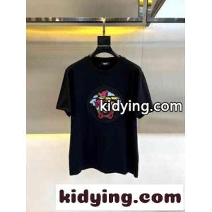 ヴェルサーチ コピーブランドェ Tシャツ 偽物 シンプル ロゴ入り 半袖Tシャツ ブラックkid26rSLHnu
