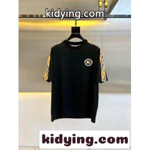 カジュアル コットン クルーネック Tシャツ バーバリー ブランド コピー 半袖Tシャツ コピー ブラックkid26iGvSby