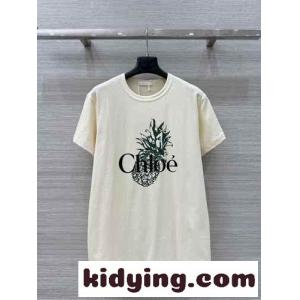 シンプル プリント コットン 半袖Tシャツ クロエ Tシャツコピー クルーネックkid26Tv8r0r