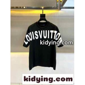 カジュアル お洒落 ロゴプリント 半袖Tシャツ ルイ・ヴィトン Tシャツ コピー ブラックkid26P9jWni
