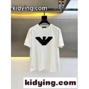シンプル ロゴ コットン 半袖Tシャツ アルマーニ コピー Tシャツ 偽物 ホワイトkid26WPreyu